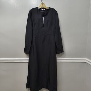 Co. Collection Silk Blend Elegant Black Long Sleeve Dress M Dark Romantic Gurge